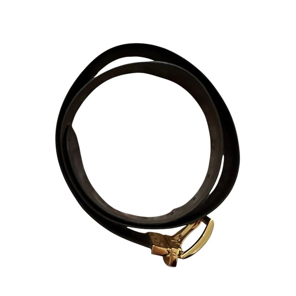 Perry Ellis Reversible Leather Belt Men Size38 Black Brown Gold Buckle CP05016 - Picture 3 of 7